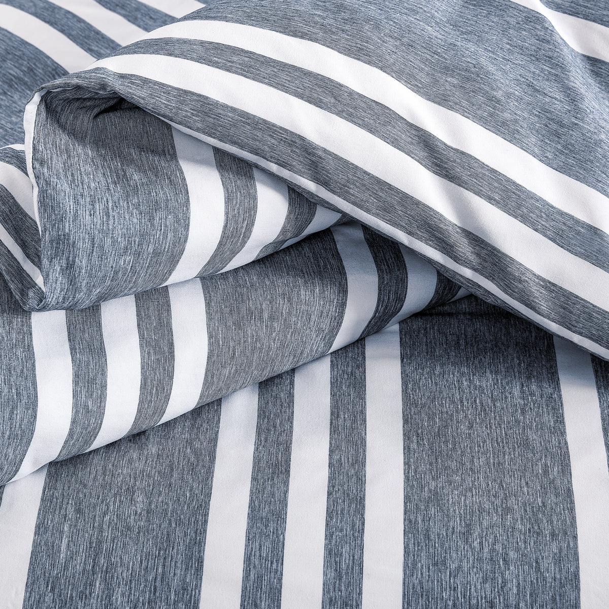 Close-up of blue and white striped fabric