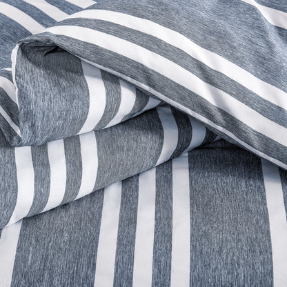 Close-up of blue and white striped fabric