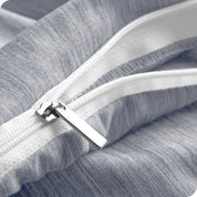 Close up of the zipper on the microfiber duvet cover