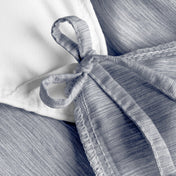 Close-up of a a corner tie detail on a duvet cover