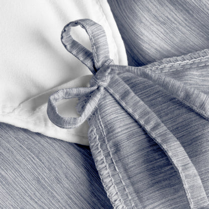 Close-up of a a corner tie detail on a duvet cover