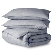 Heathered duvet cover folded and stacked