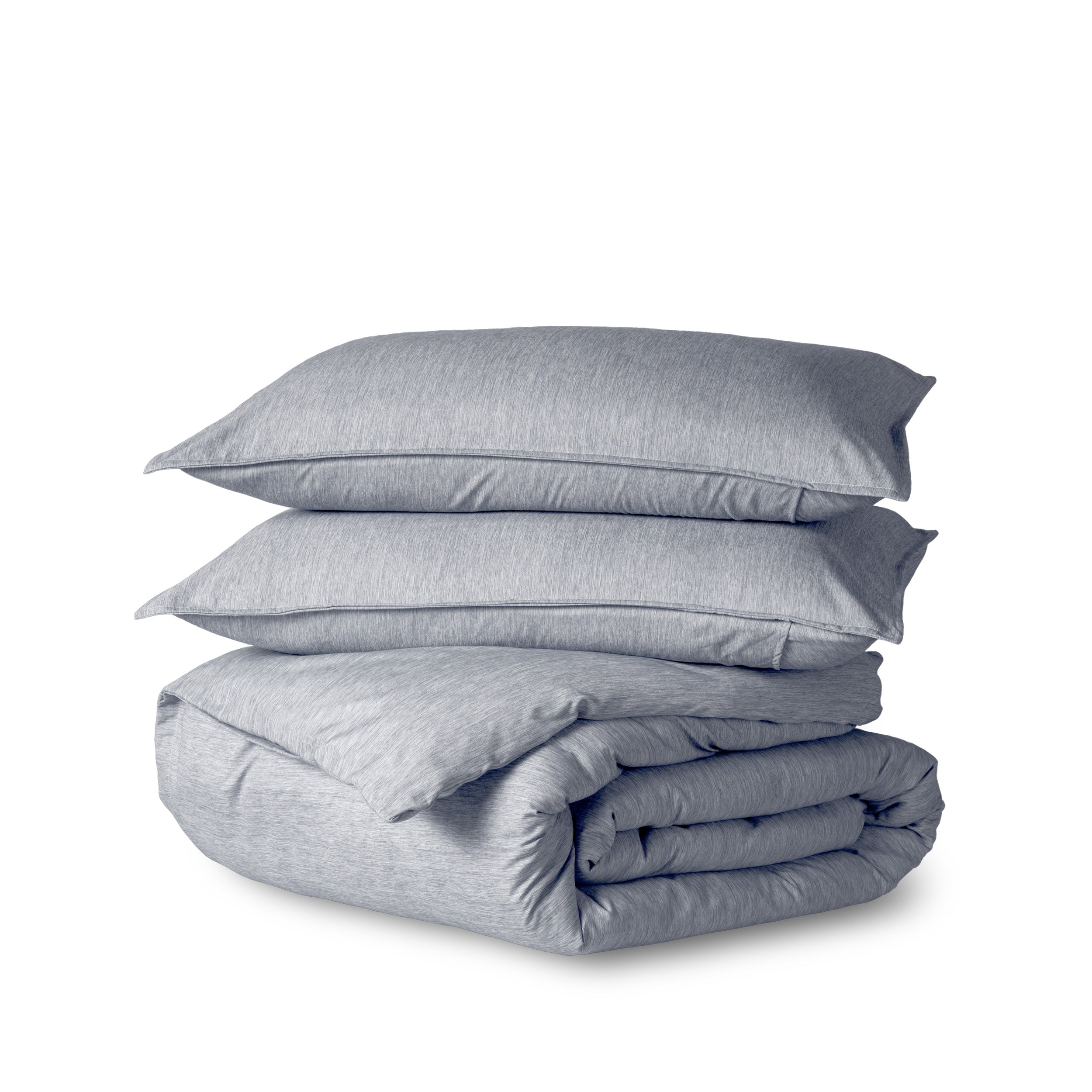 Heathered duvet cover folded and stacked