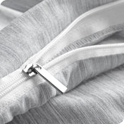 Close up of the zipper on the microfiber duvet cover