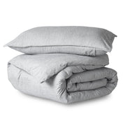 Heathered duvet cover set folded and stacked