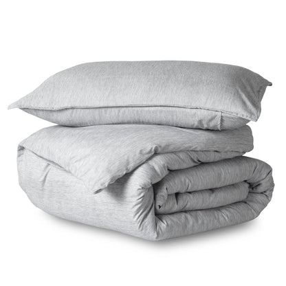 Heathered duvet cover set folded and stacked