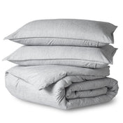 Heathered duvet cover set folded and stacked