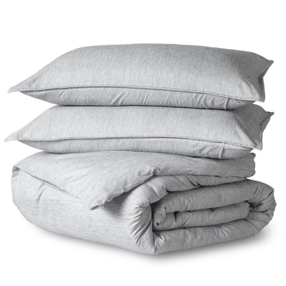 Heathered duvet cover set folded and stacked