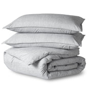 Heathered duvet cover folded and stacked