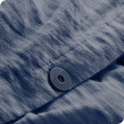 A button on the flannel duvet cover