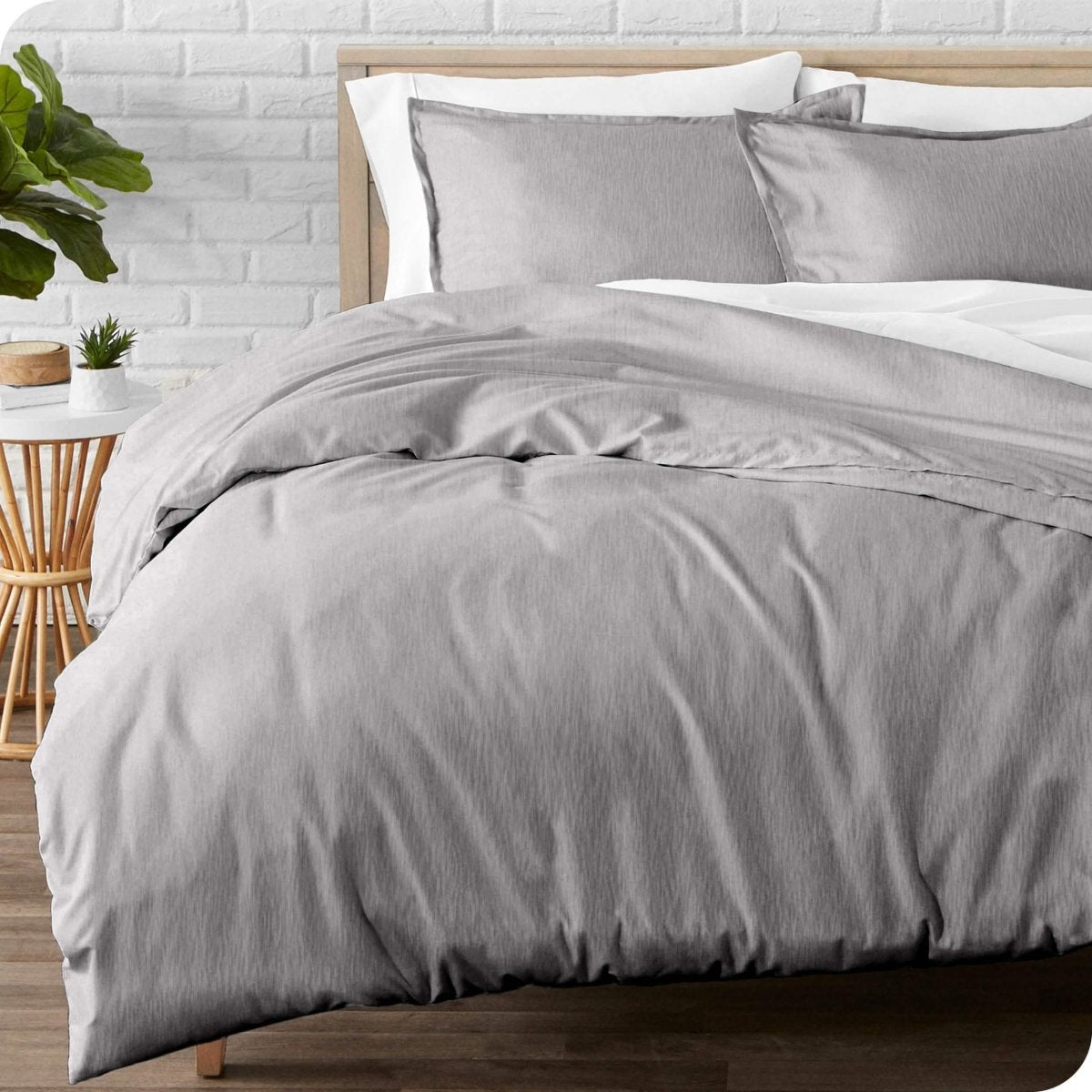 Flannel duvet cover set on a bed