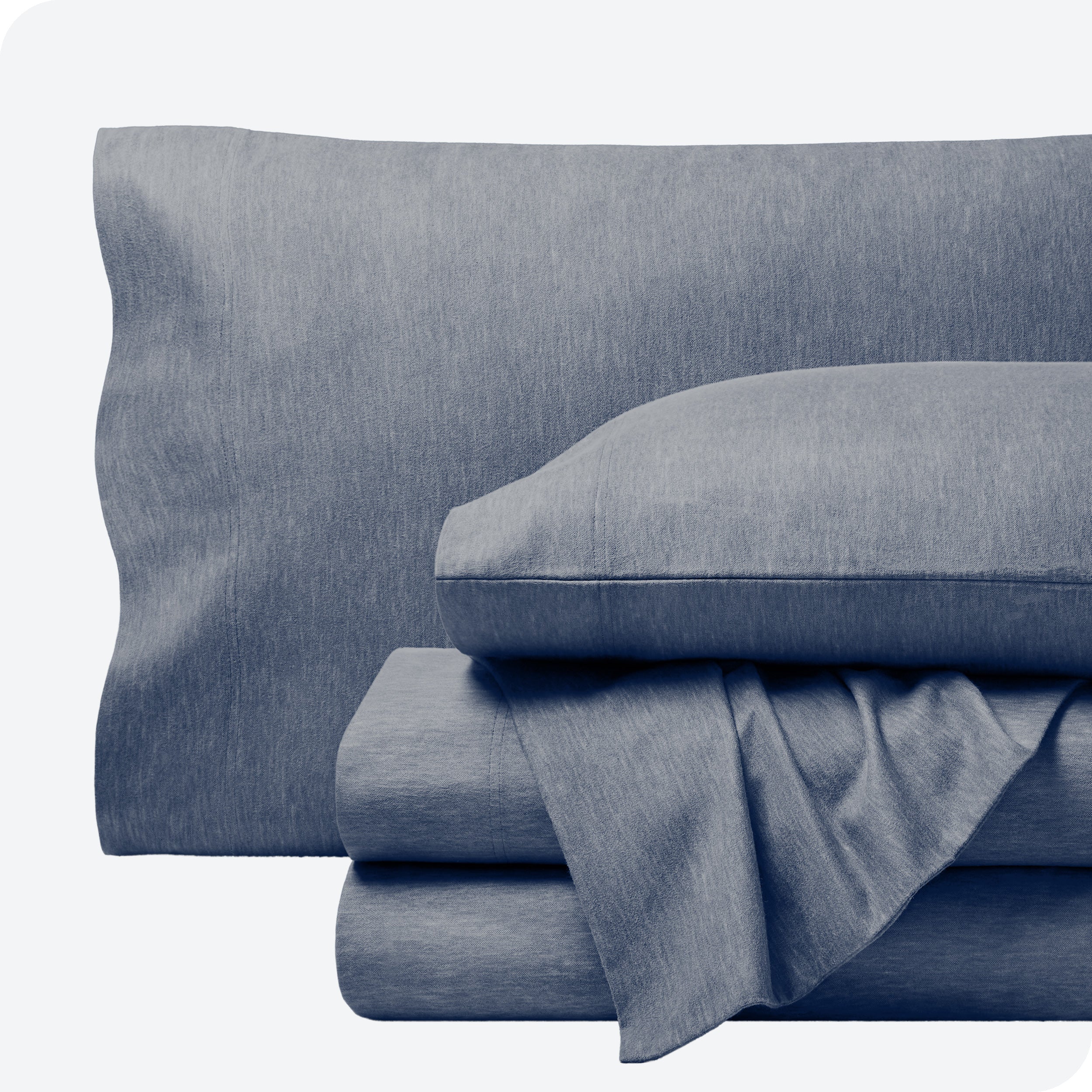 Heathered flannel sheets folded and stacked