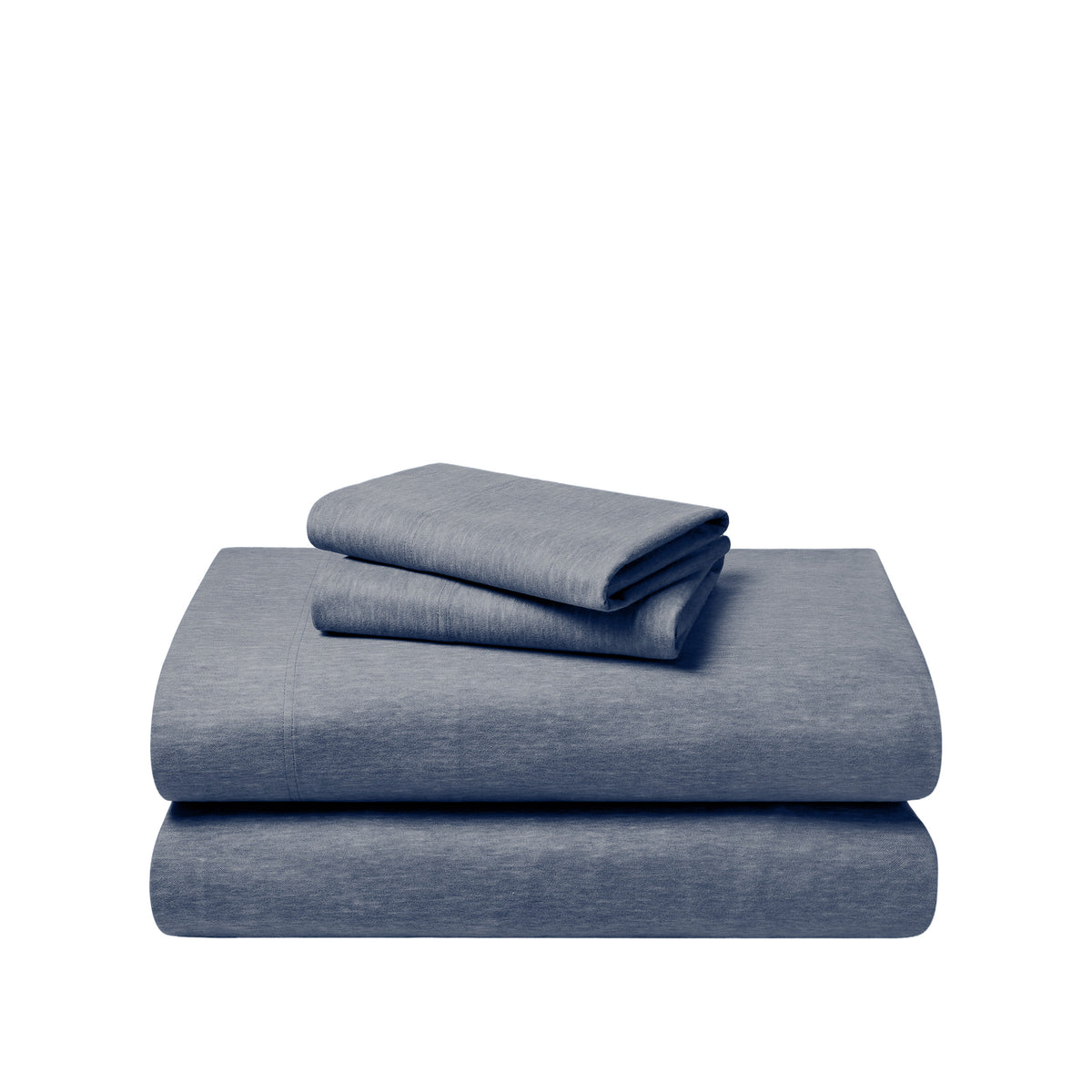 Set of flannel bed sheets on a white background