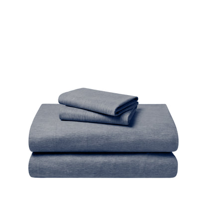 Set of flannel bed sheets on a white background