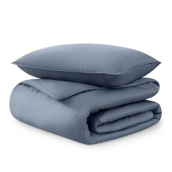 Tencel duvet set folded and stacked