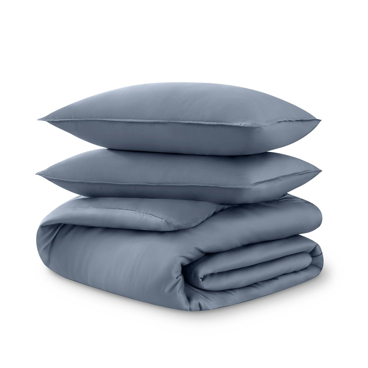 Tencel duvet set folded and stacked