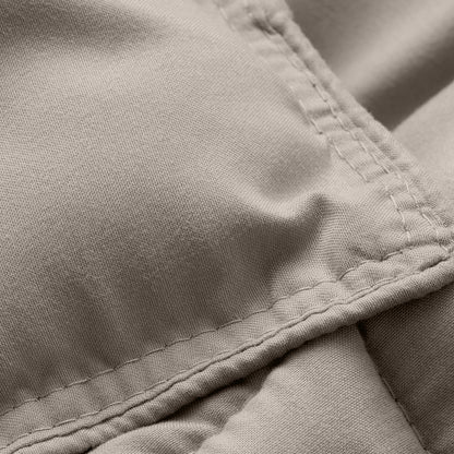 Close-up of comforter fabric with stitching detail