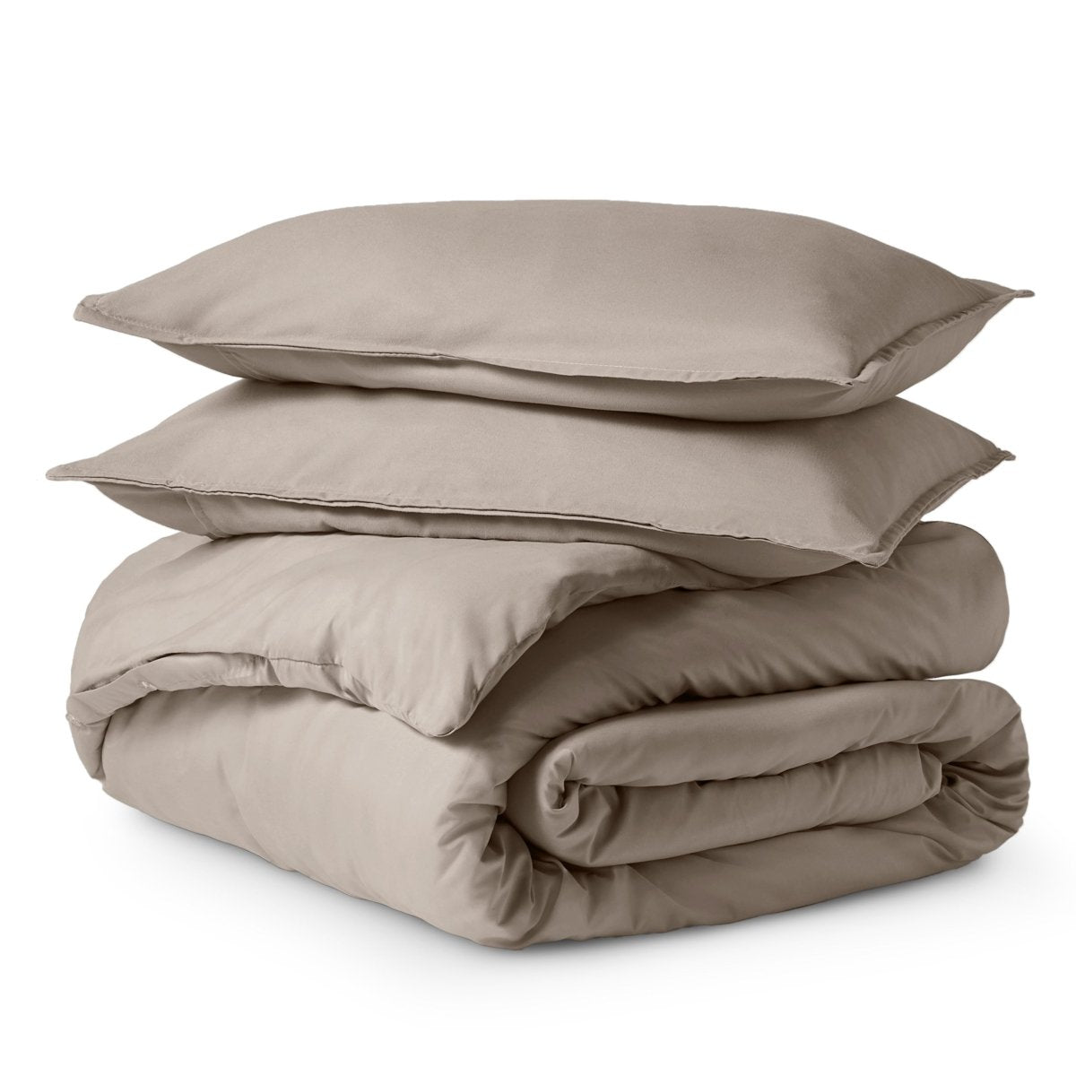 Solid color duvet set folded and stacked