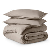 Solid color duvet set folded and stacked