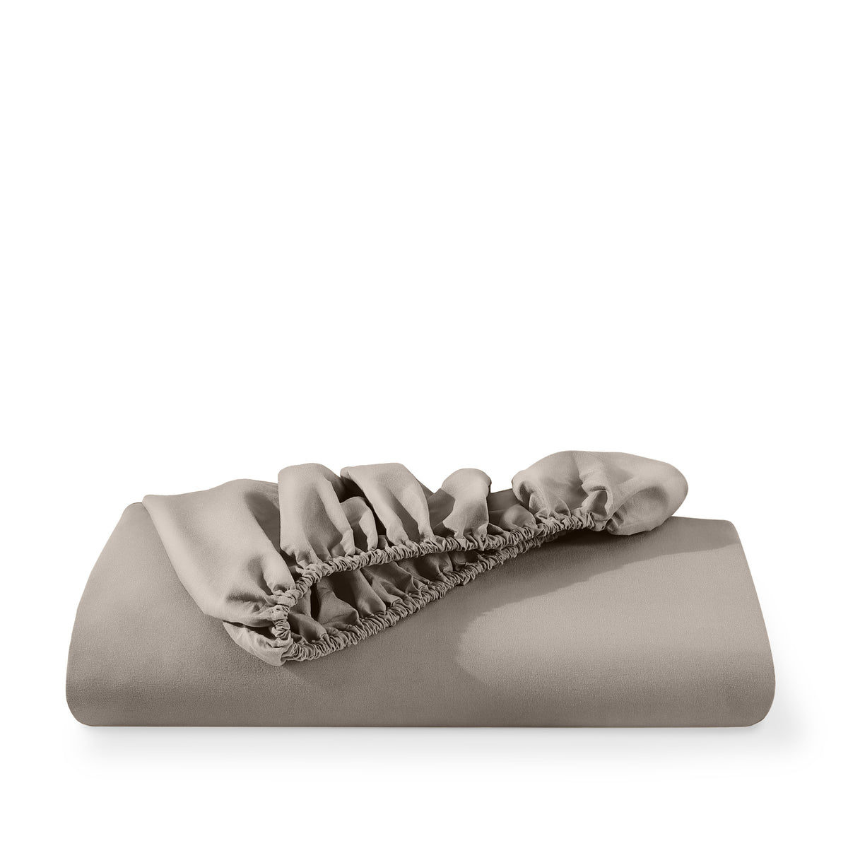 Microfiber fitted sheet folded with a white background
