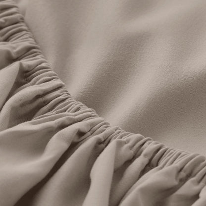 Close-up of fitted sheet with all around elastic