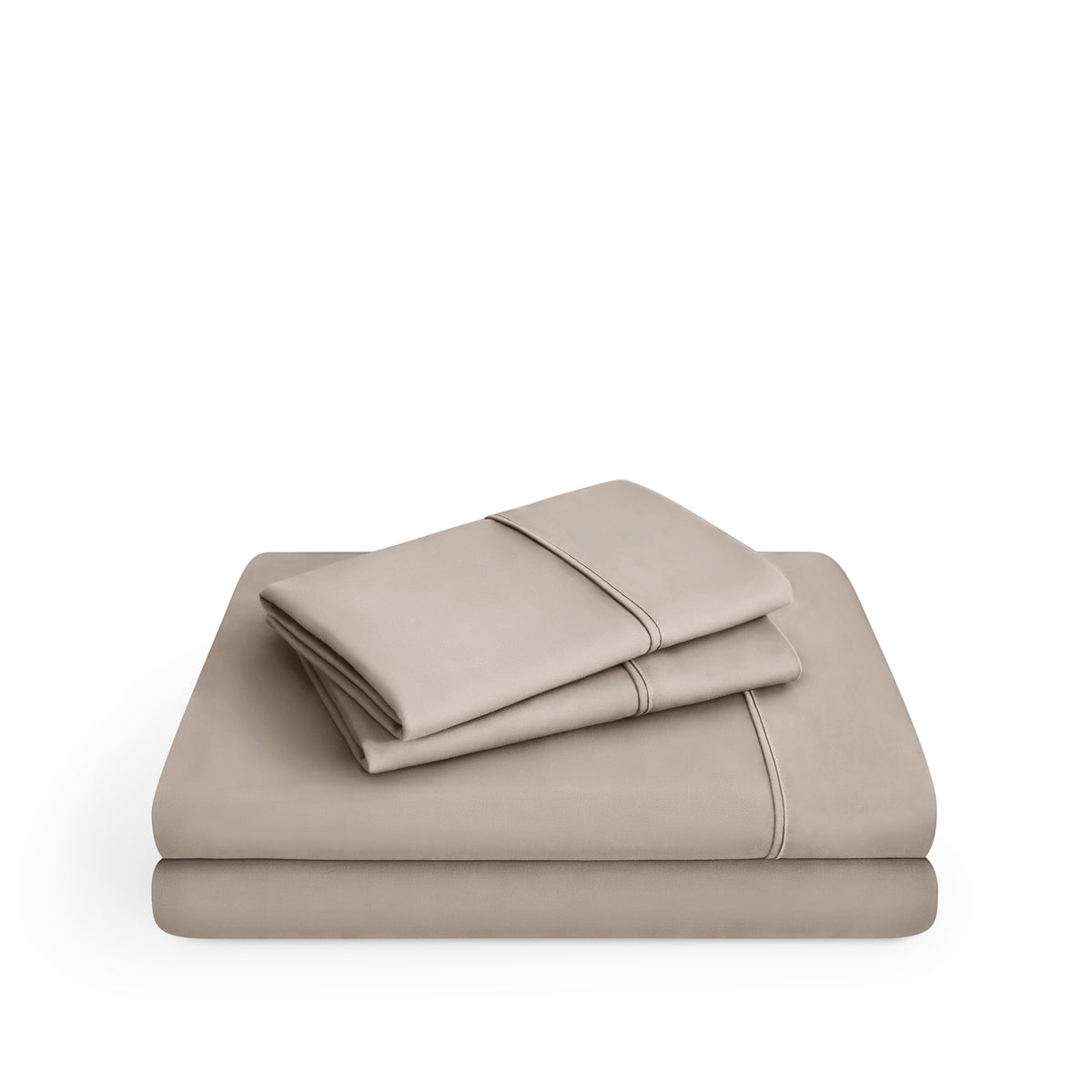 Microfiber sheet set folded and stacked