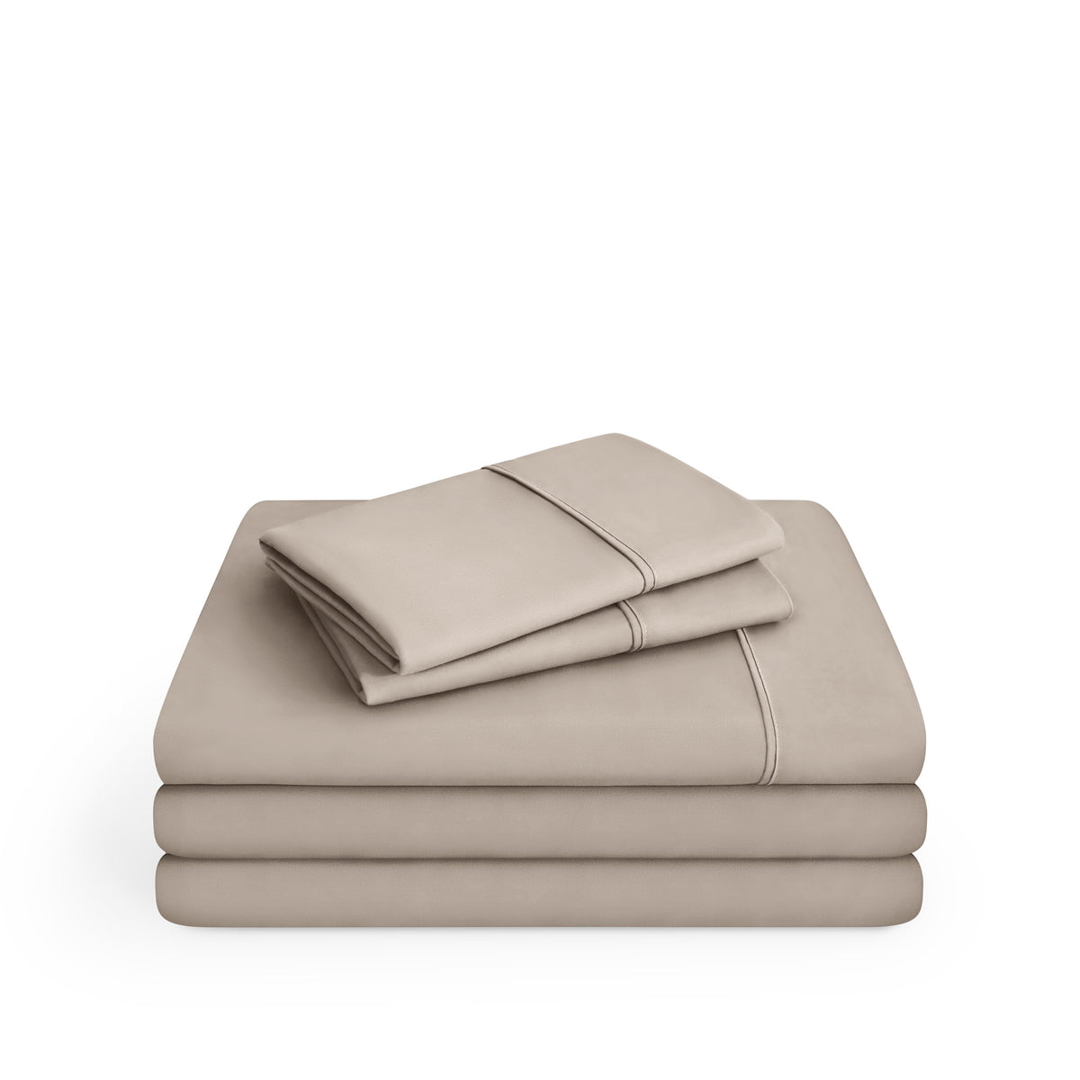 Microfiber sheet set folded and stacked