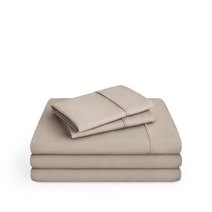 Microfiber sheet set folded and stacked