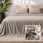 Sewn-in tag makes bed-making easy