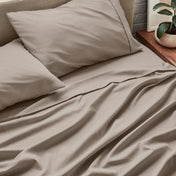 Close up of ultra-soft sheets on a bed