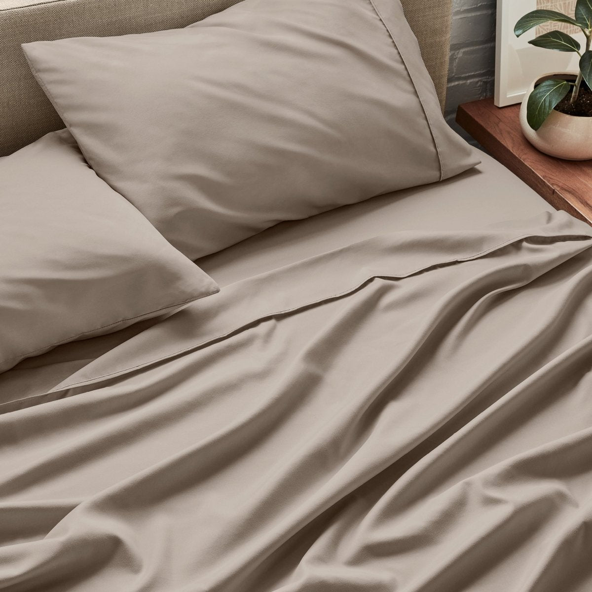 Close up of ultra-soft sheets on a bed