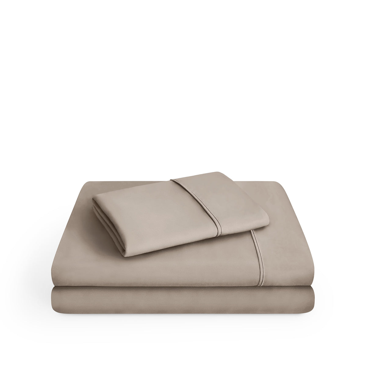 Microfiber sheet set folded and stacked