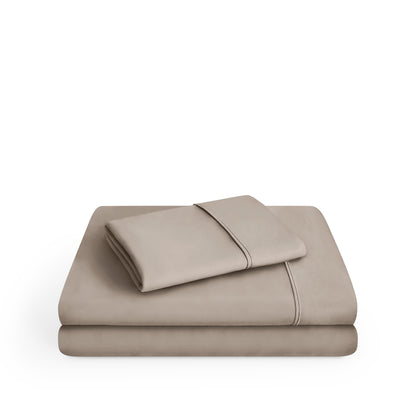 Microfiber sheet set folded and stacked