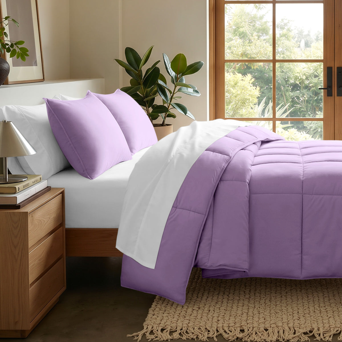 Microfiber comforter set on a bed