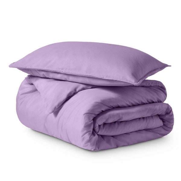 Solid color duvet set folded and stacked