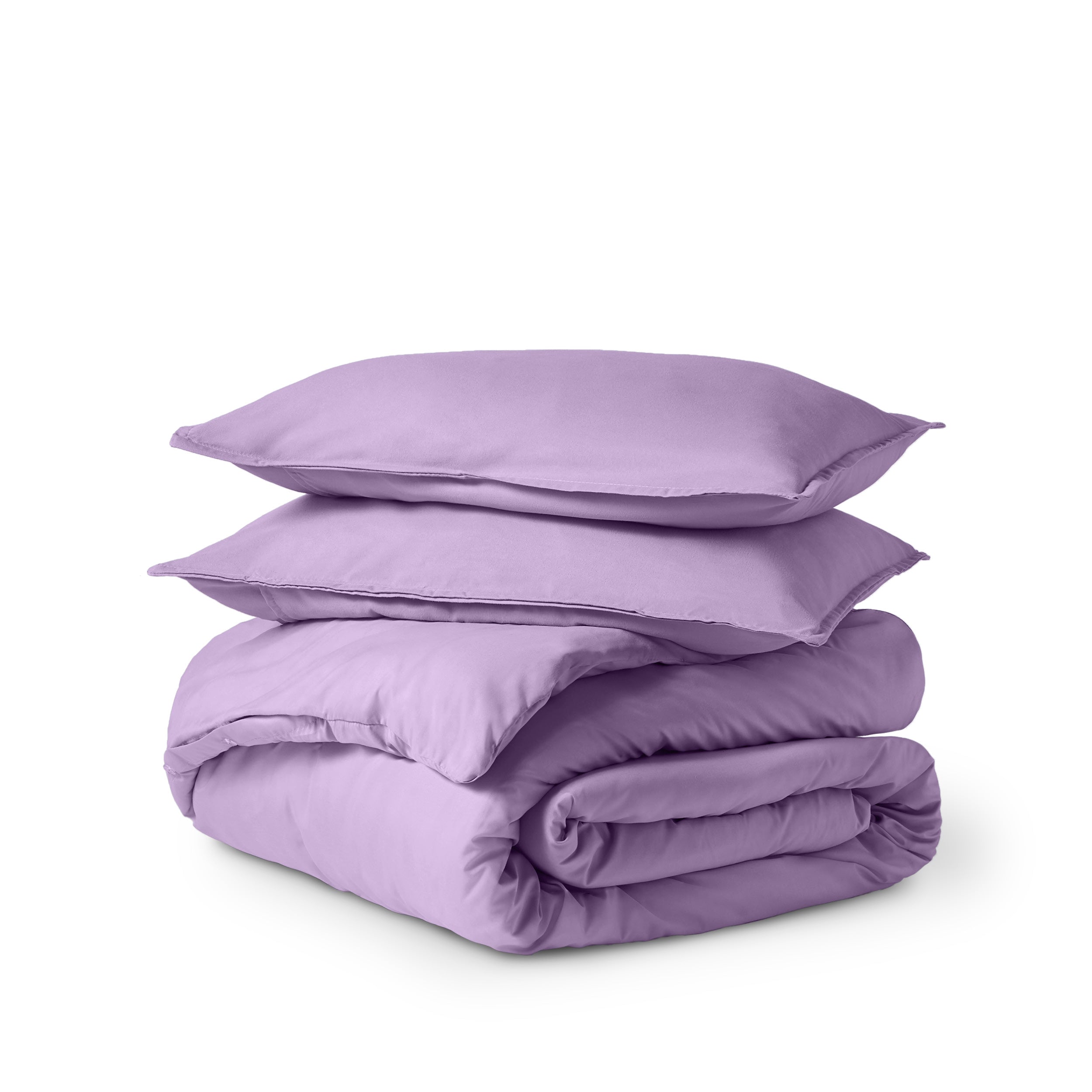 Solid color duvet set folded and stacked