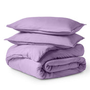 Solid color duvet set folded and stacked