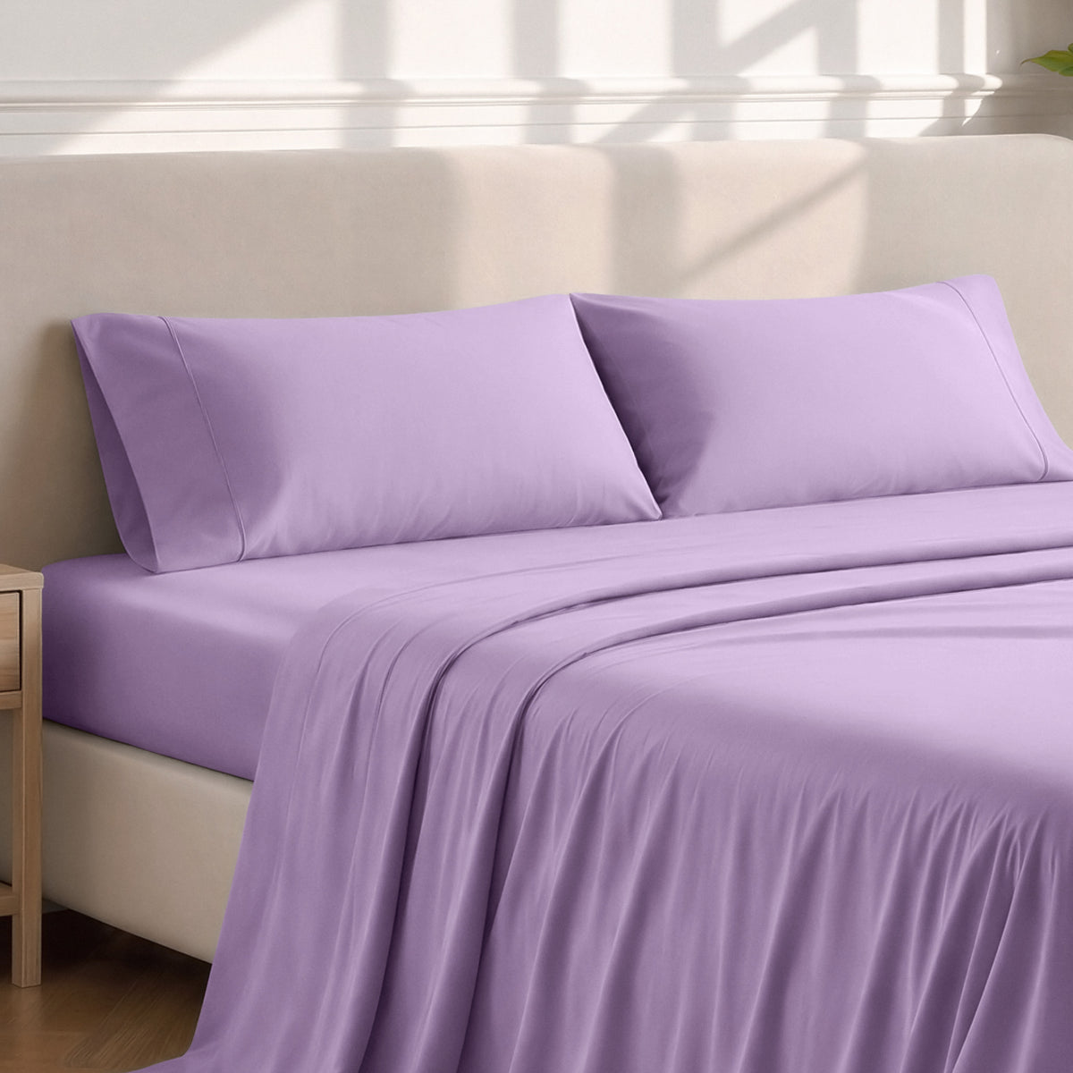 Matching sheets and pillowcases on a bed