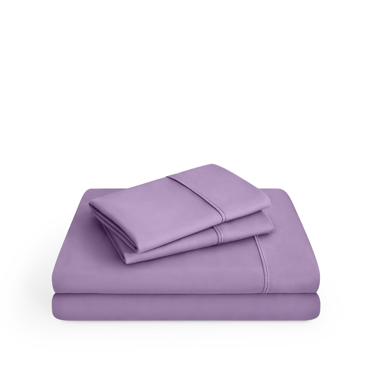 Microfiber sheet set folded and stacked