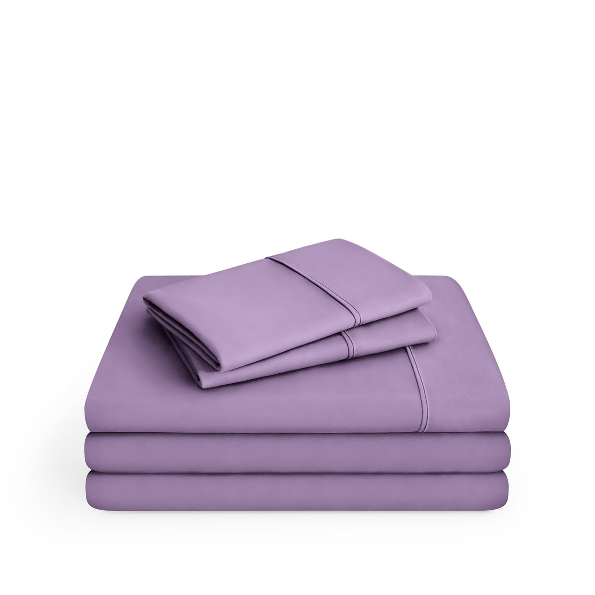 Microfiber sheet set folded and stacked