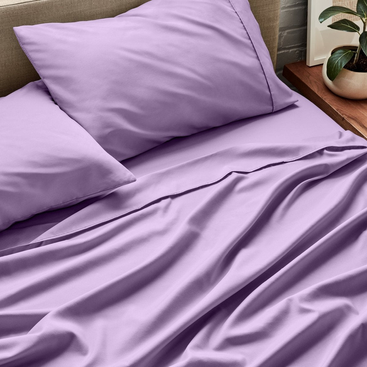 Close up of ultra-soft sheets on a bed