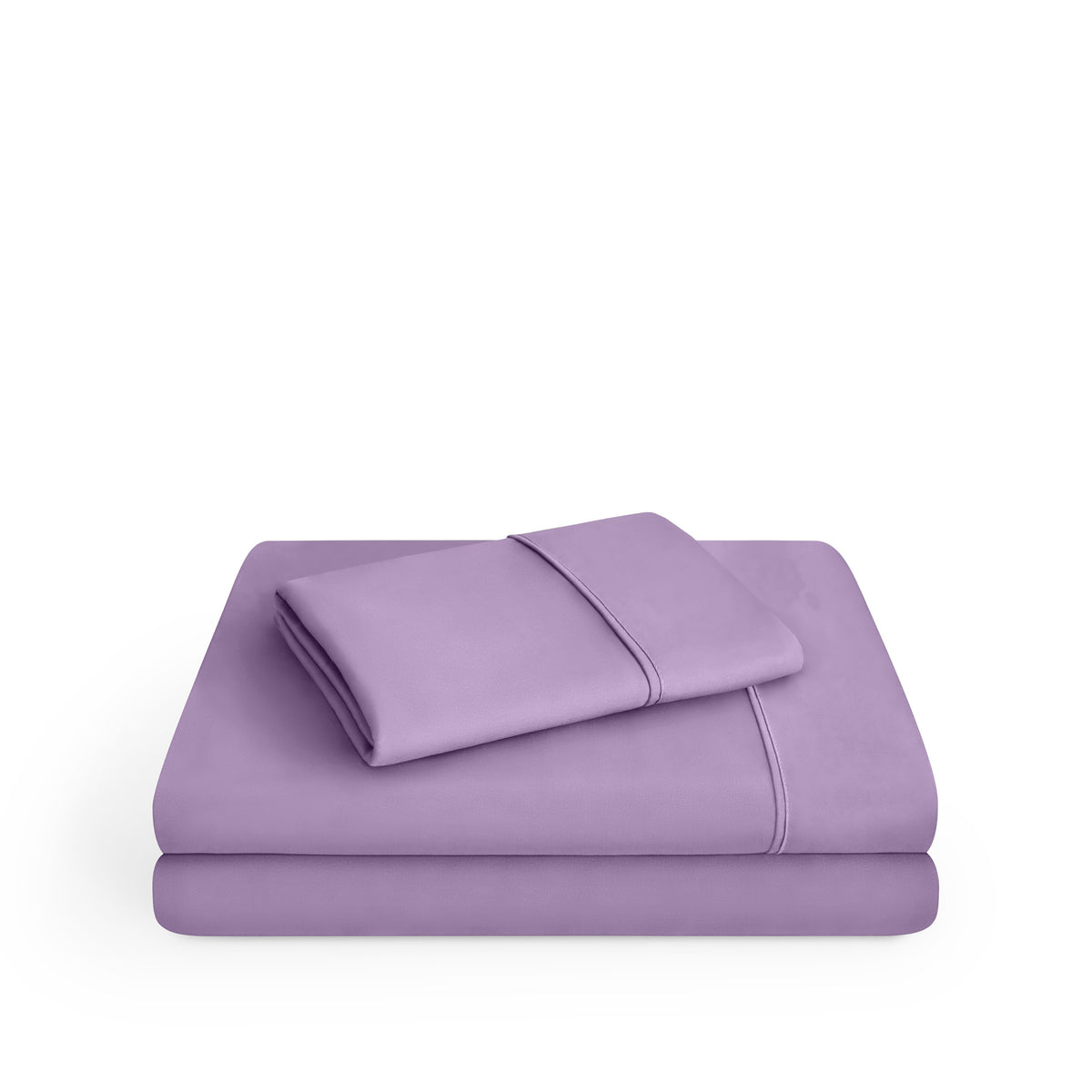 Microfiber sheet set folded and stacked