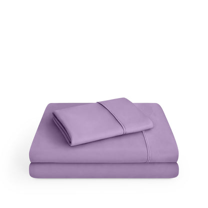 Microfiber sheet set folded and stacked