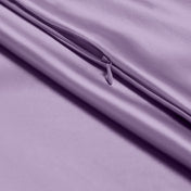 Close-up of poly satin pillowcase with a zipper