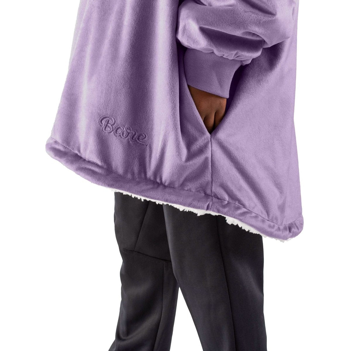 Close up of the pocket of a wearable blanket