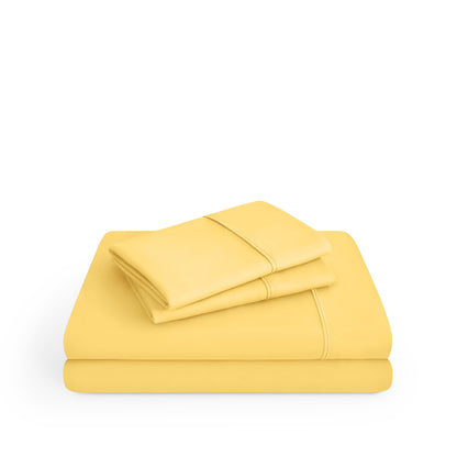 Microfiber sheet set folded and stacked