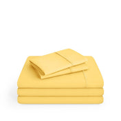 Microfiber sheet set folded and stacked