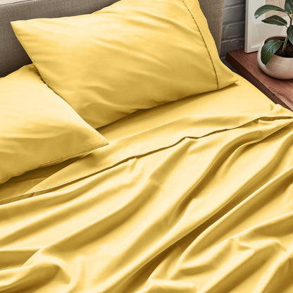 Close up of ultra-soft sheets on a bed