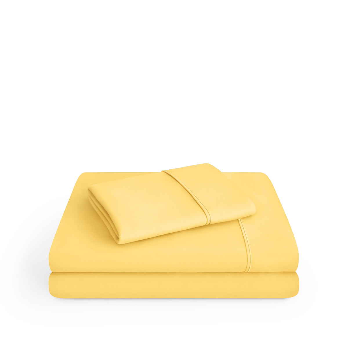 Microfiber sheet set folded and stacked