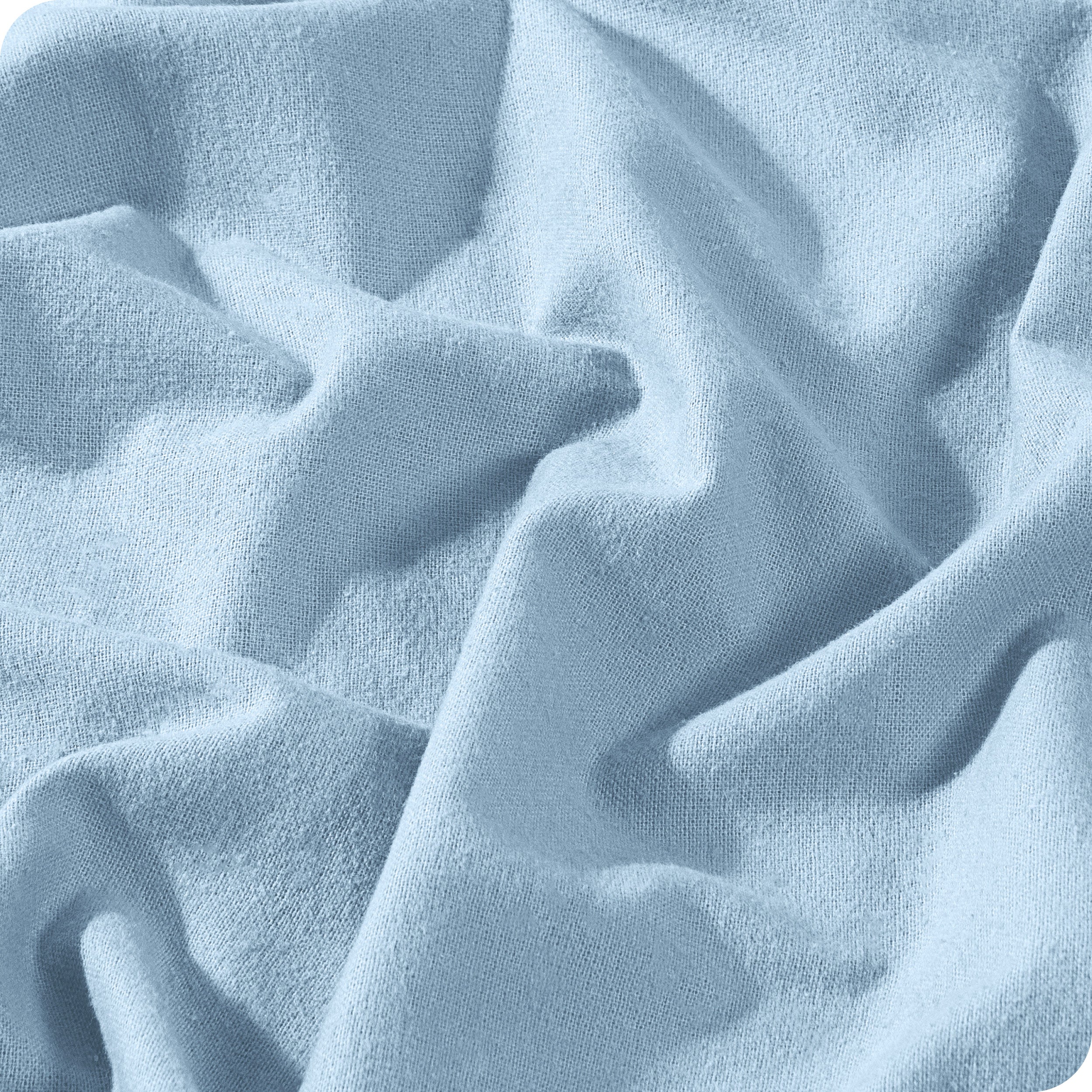 Close up of the texture of the flannel duvet cover fabric